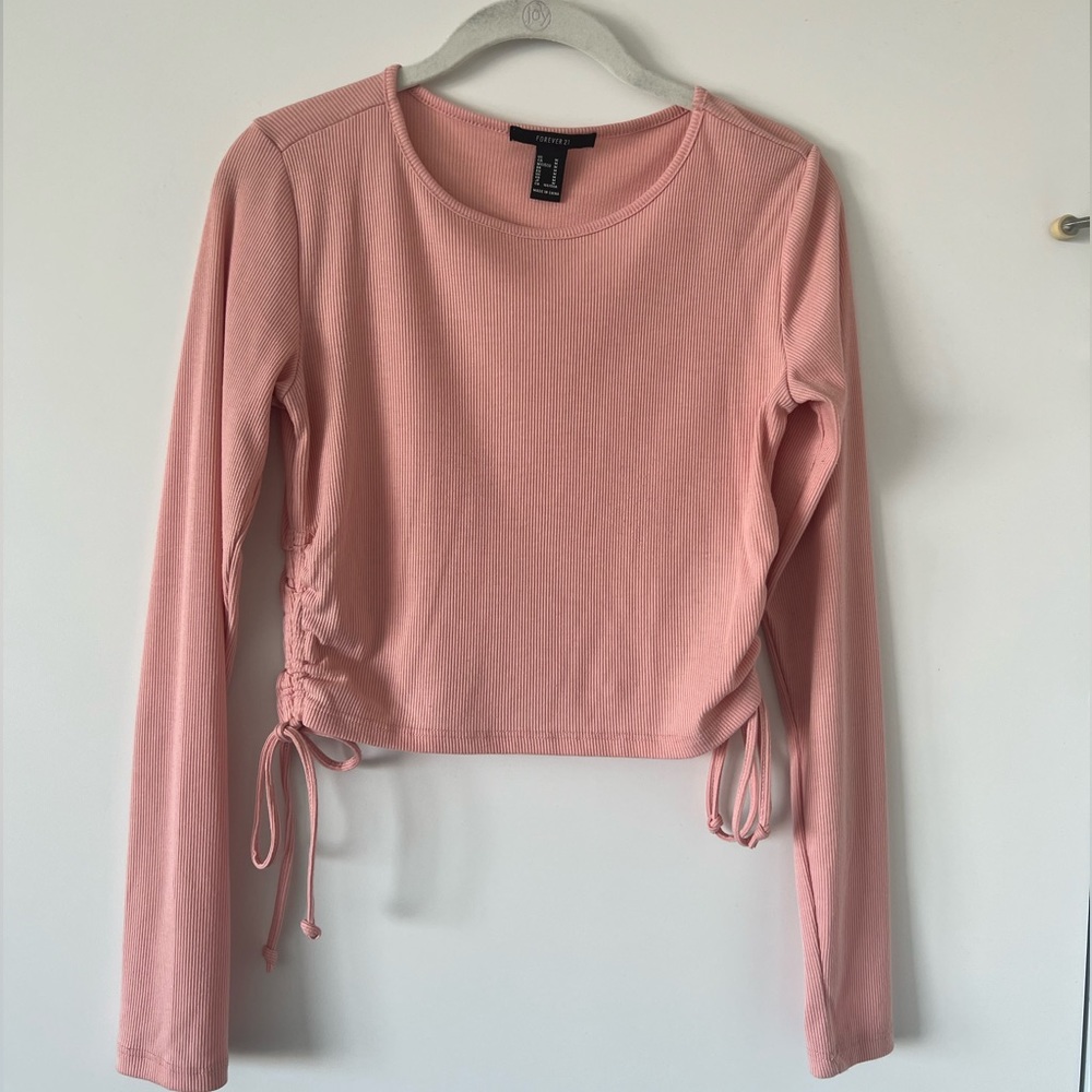 Forever 21 Pink Ruched Drawstring Crop top